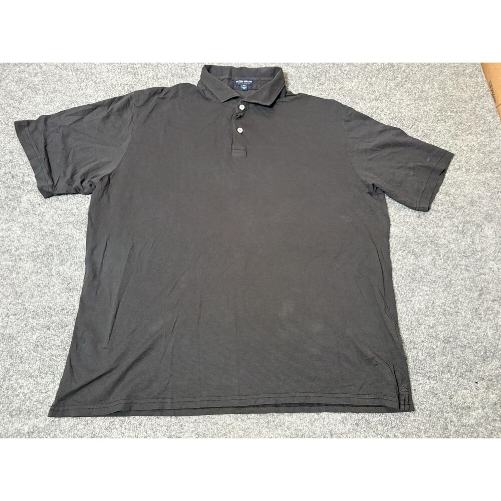 Peter Millar Polo Shirt Mens 2XL Black Pima Cotton Knit Short Sleeve Casual